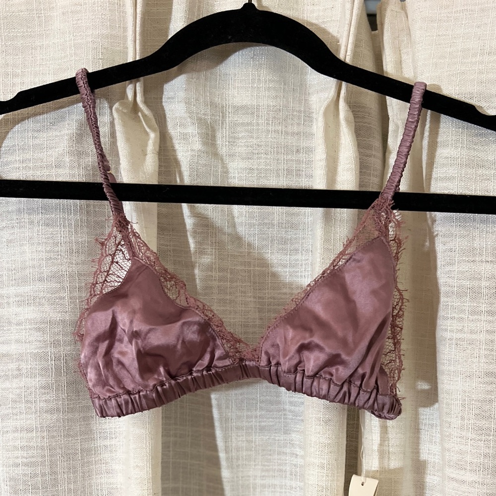 Satin Bralette Lingerie with Lace